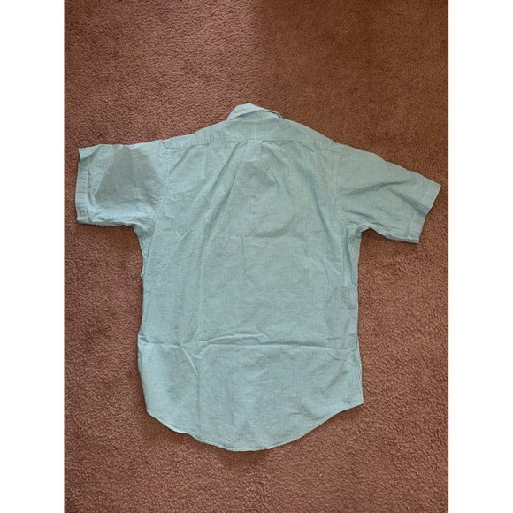 VTG‎ Ralph Lauren Button Up Men's Medium Green White Short Sleeve Gingham Shirt - Picture 8 of 8